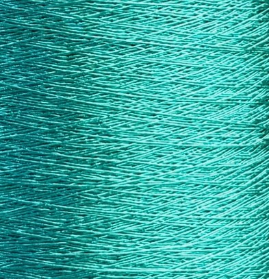 Torcitura di Domaso Zenzero Nm 1700 – Viskosegarn mit Metallfaser col. Türkisgrün 608